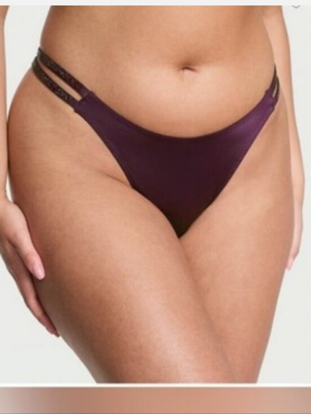 Victoria's secret very sexy double shine strap smooth thong panty WINTER WINE M